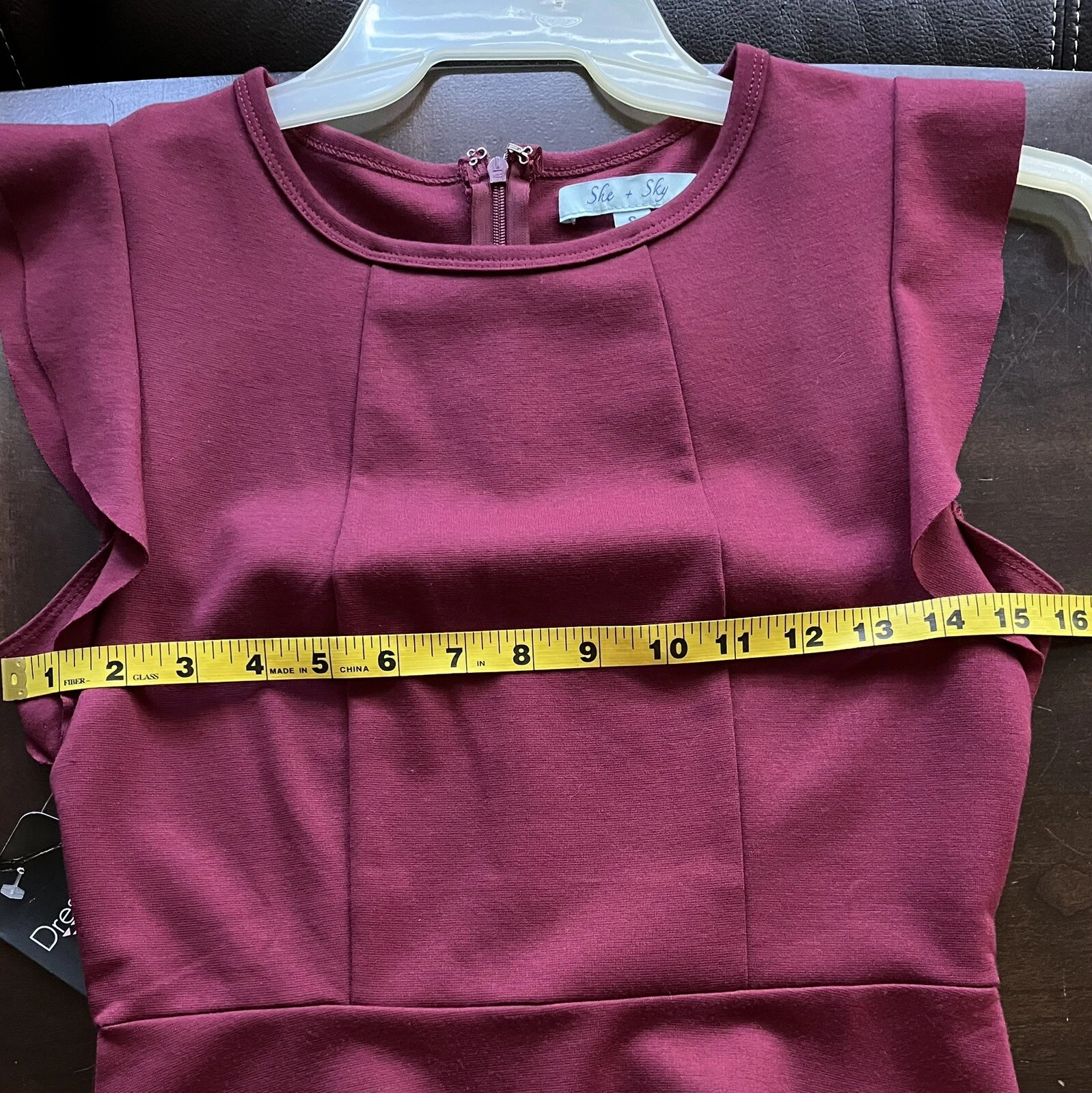 Abito A line Lei+ Rosso Cielo Romantico San Valentino con maniche a volant Taglia S Nuovo con etichette