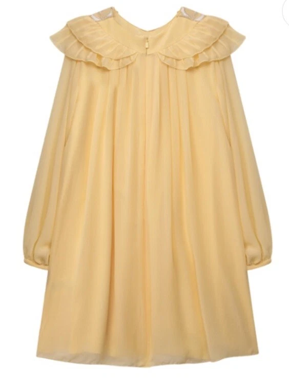 $730 Chloe Kids SILK beaded dress BEAUTIFUL SOFT YELLOW Girls 8 - Image 4 of 4