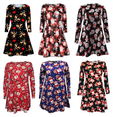 swing christmas dresses Plus Size Christmas Ball Snowman Print Vintage Swing A Line Dress [38% OFF]
