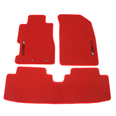For 01-05 Honda Civic Floor Mat Red Nylon Car Carpets Front & Rear w/ Red EM