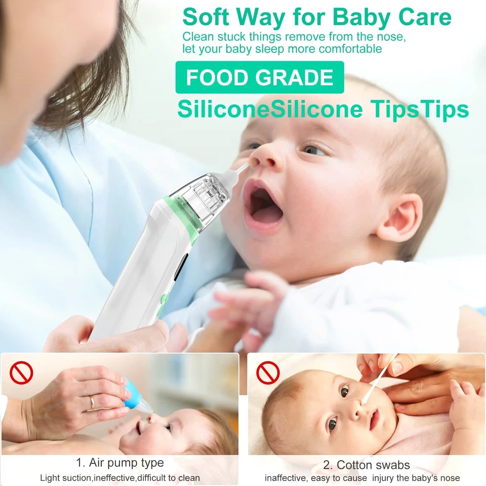 ASPIRATORE NASALE ELETTRICO PER BAMBINI RICARICABILE USB PER NEONATI MUCO - Immagine 2 di 4