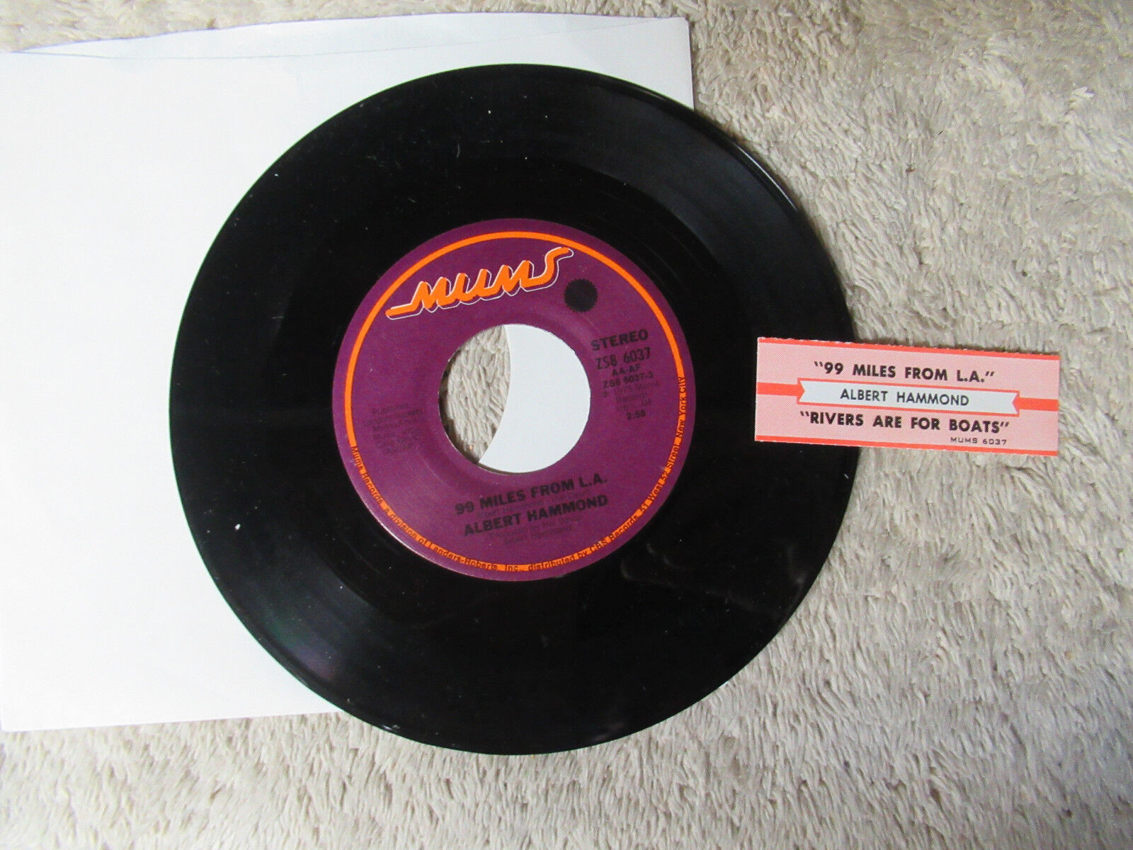 ALBERT HAMMOND 99 miles from l.a. / rivers are for boats JUKEBOX STRIP  45
