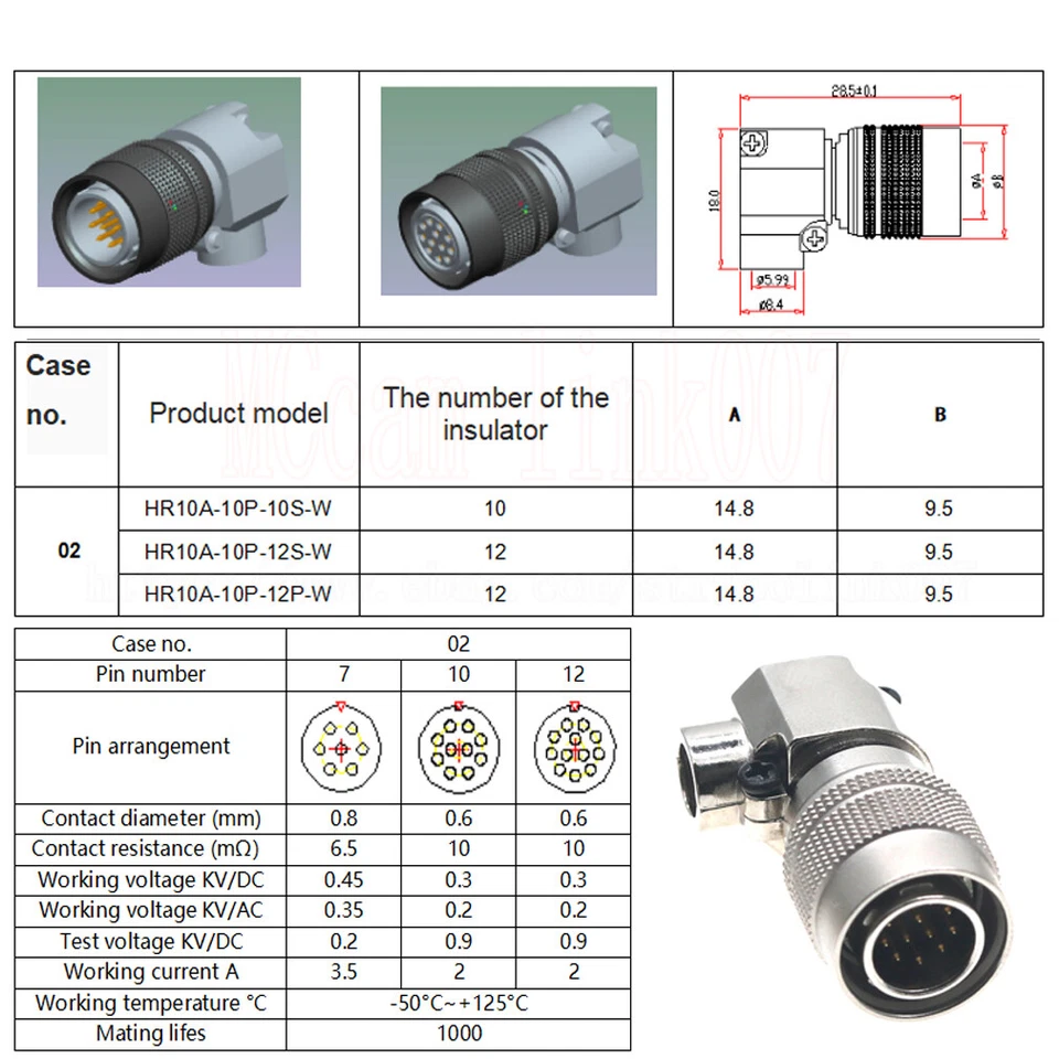 HR10A-10P-12P/S Hirose 10pin 12 pin Industrial Plug for CCD CCXC-12P DXC Camera - Image 3 of 4