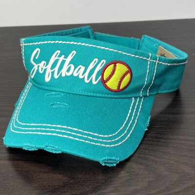KBETHOS Vintage Softball Visor WOMENS Adjustable Teal 100% Cotton hat cap
