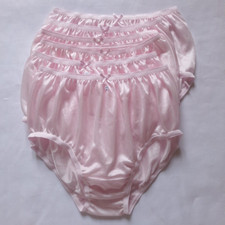 6 Pink Underwear Nylon Woman Silky Soft Sheer Light Panties High Waist 28"-34" M