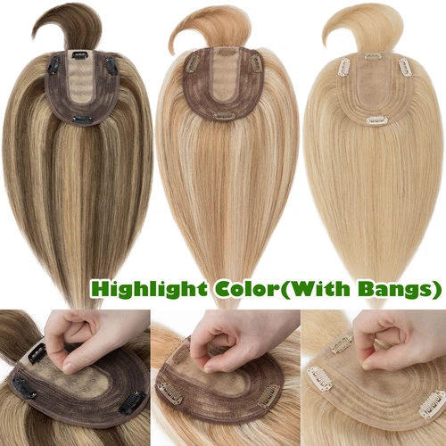 100% Echthaar Topper Toupet Extensions Clip In Remy Human Hair Toupee Haarteil l - Bild 18 von 84