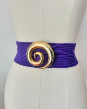 CHARMANT Signed Beverly Hills 80  s 80s Vintage Ribbed Purple Stretch Belt S M L