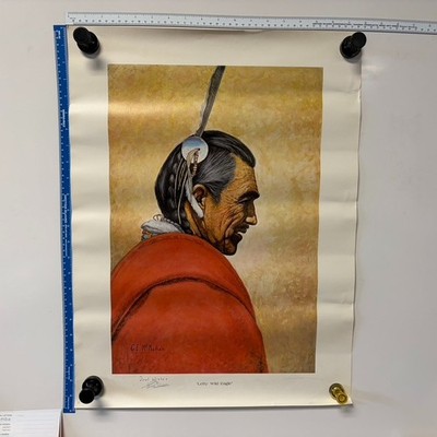 VTG George E McMahan ''Lefty Wild Eagle'' Portrait 24 x 18''  Signed Numbered Print