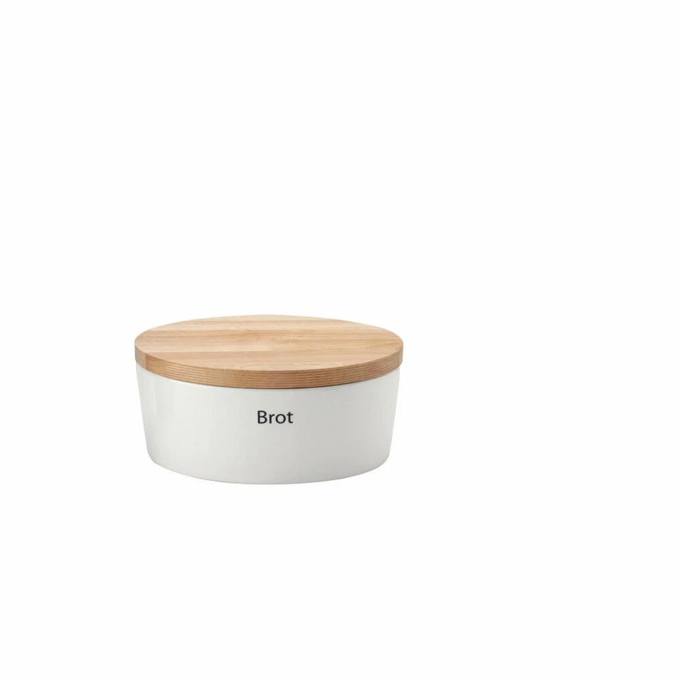 Continenta Brottopf oval mit Holzdeckel, M, Keramik, Weiß, 30 x 23 x 13.5 cm - Bild 1 von 1
