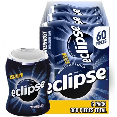 ECLIPSE Winterfrost Sugar Free Chewing Gum Bulk Pack 60 Piece Bottle Pack of 6