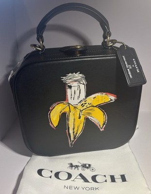 NWT 6898 Black Coach X Basquiat Square Bag Banana