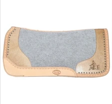 Showman Barbwire Tooled Argentina Cowhide Saddle Pad w/ Barrel Racer Design