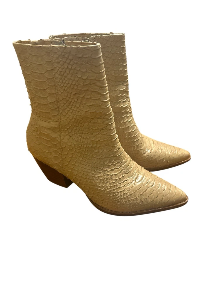 Matisse Caty Mujer Marfil Serpiente Cuero Repujado Tobillo Cremallera Punta 7.5 Foto 3 de 4