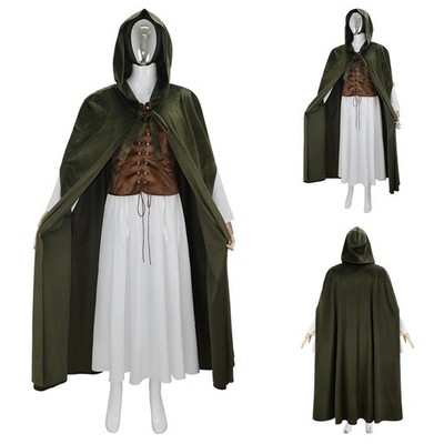 Medieval Renaissance Vest Cloak Dress Set Stage Performance Costume Outfit