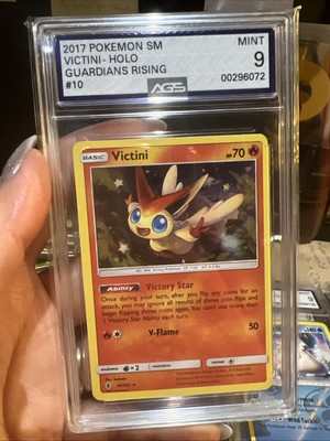 2017 Pokemon Sun & Moon Guardians Rising Victini Holo #10 Graded AGS 9