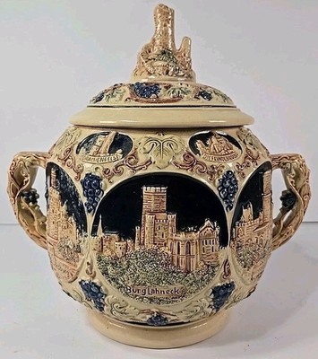 1950's Vintage GERZ German Castle Stoneware Rare Large 9pc Punch