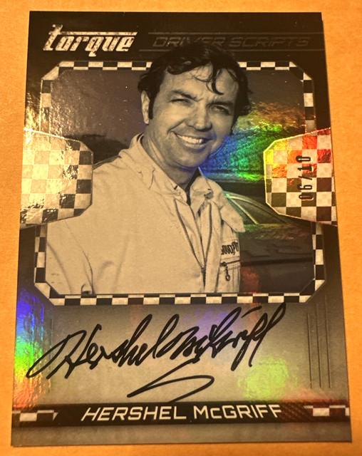 SELTEN # /10 AUTO NASCAR HOFer 2017 Torque Driver Skripte Hershel Mcgriff #DS-HM