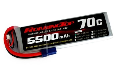 RoaringTop LiPo Battery Pack 70C 5500mAh 2S 7.4V EC5 Plug
