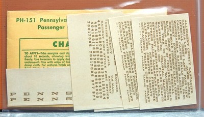 CHAMP HO PENNSYLVANIA PASSENGER CAR DECAL SET # PH-151