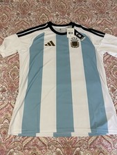 Adidas Argentina Fan Soccer Jersey Shirt White/Light Blue/Black Size Large