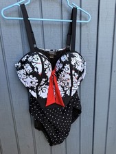 Unique Vintage NWT Betty Boop Push-up Retro Lk Black White Red Swimsuit Sz 2XL