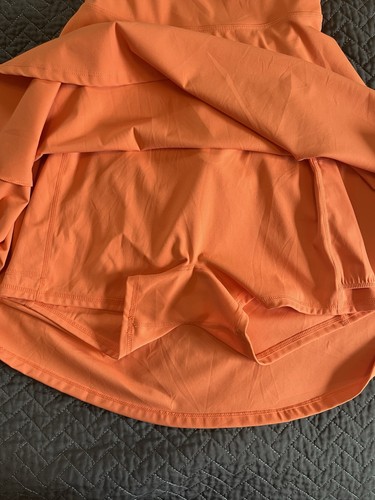 Women’s Tennis Dress Built In Shorts Bra Coral Orange Halter Size S - Picture 9 of 13