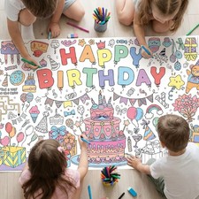 Happy Birthday Giant Coloring Poster, 30 x 72 Inch Birthday Craft for Kids