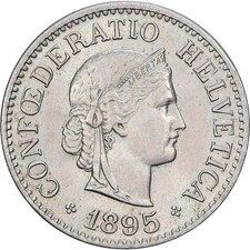 Schweiz, 10 Rappen, 1895, Bern, Kupfer-Nickel, VZ, KM:27