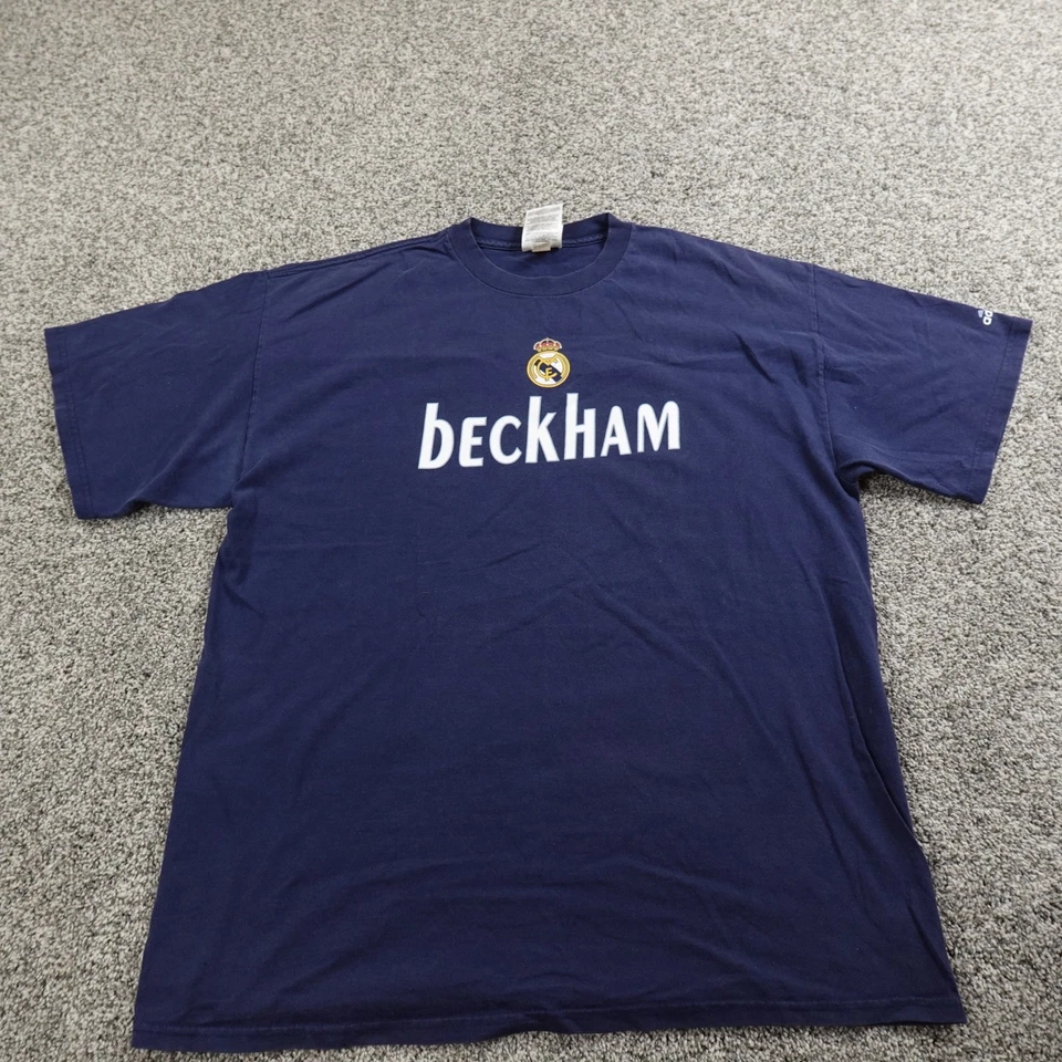VTG David Beckham Shirt Mens L Blue Adidas Real Madrid 23 Soccer Football Y2K - Image 2 of 4
