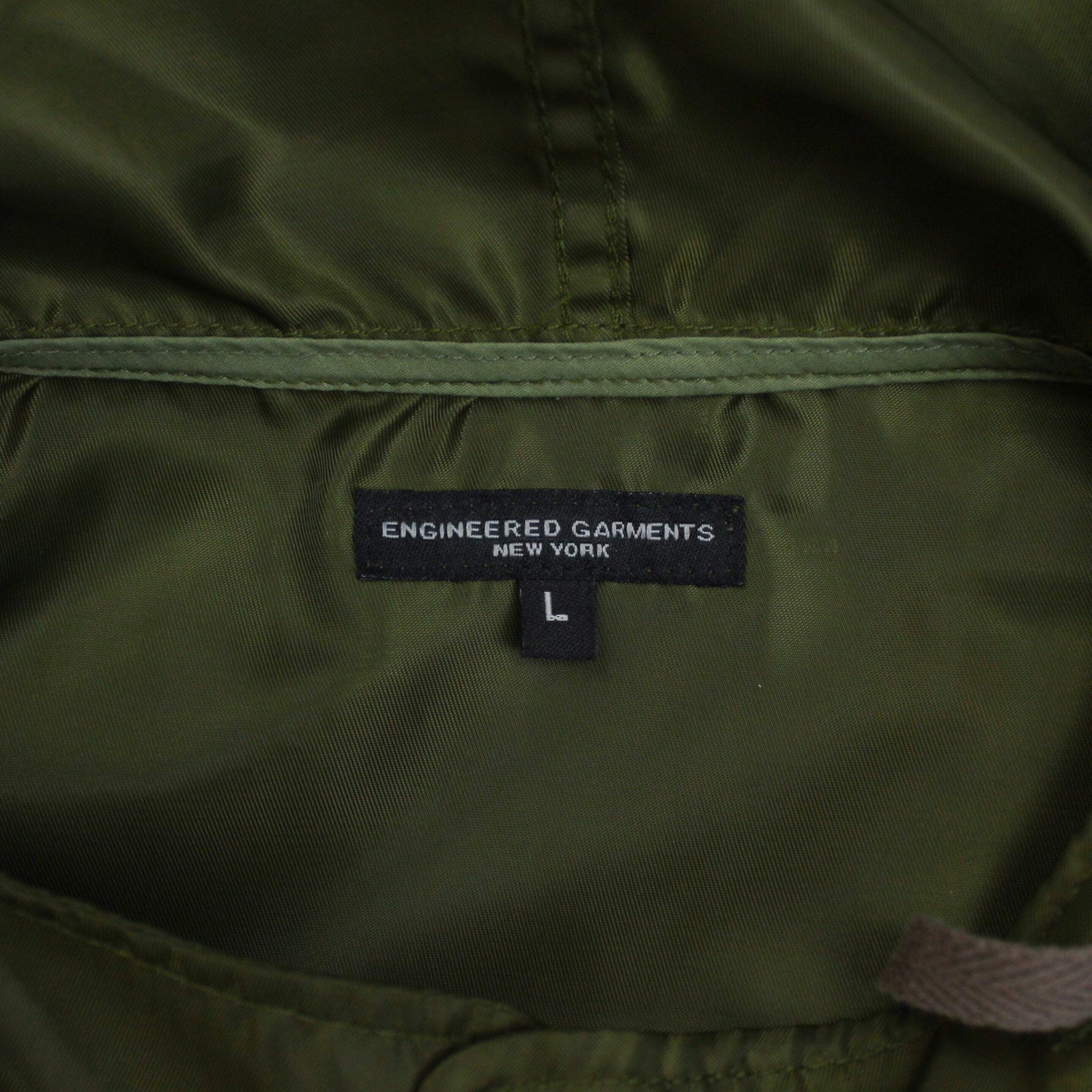 Engineered Garments Olive Polyester Satin Cagoule… - image 4