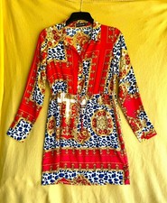 Pretty Little Thing Size 10 Red Grecian Designer-Inspired Animal Print Dress