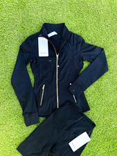 Women  s Black 2-Piece Tracksuit Set Full Zip Pockets Stretch 4