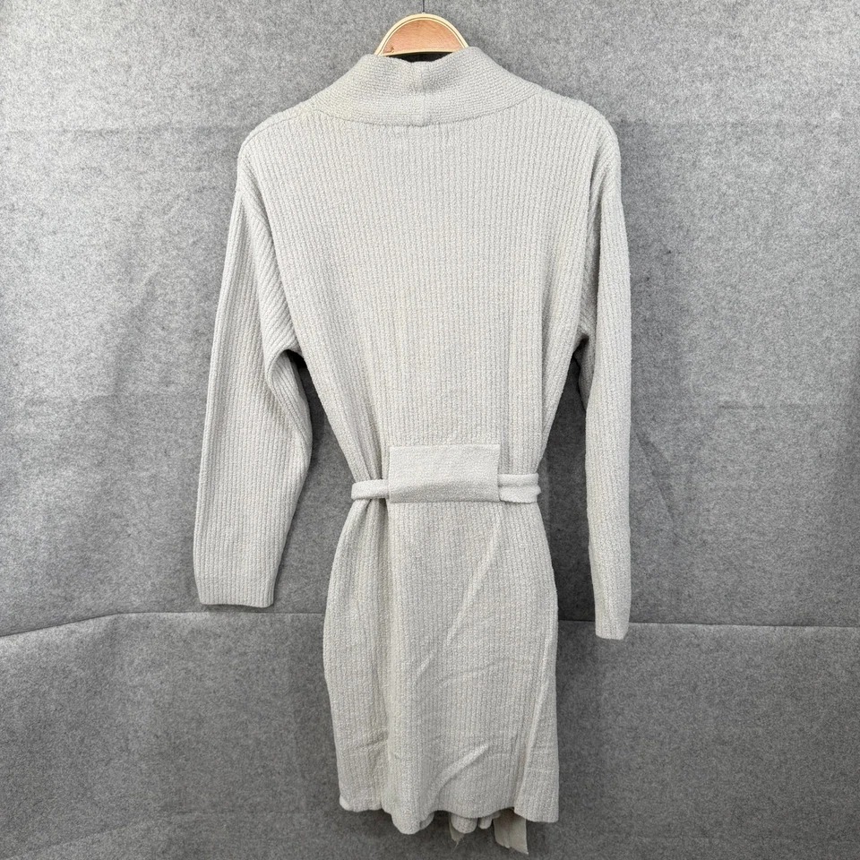 Bata acogedora Barefoot Dreams CozyChic Lite gris pálido acanalada envoltura corta S/M Foto 3 de 4