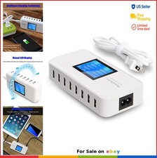 8 Port USB Charging Station 60W 12A Fast Charger Desktop Hub LCD Display for