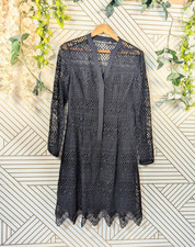 Elie Tahari Women's Whitney Black Lace Printed Dress Long Sleeve Size 10 $ 498