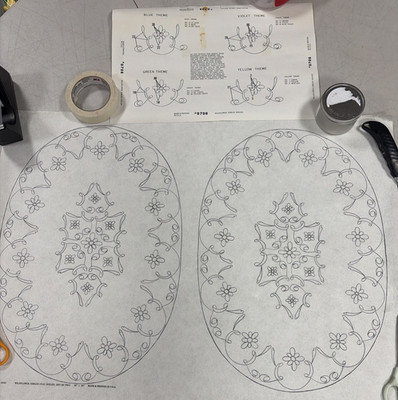 Artex Stamped On White Non-Woven Fabric Paint Project 2 Wildflower Doilies NEW