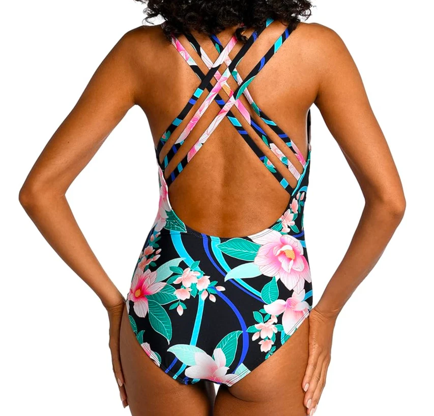 La Blanca Women's Multi Strap Cross Back One Piece Floral Swimsuit Size 16 - Image 2 of 3