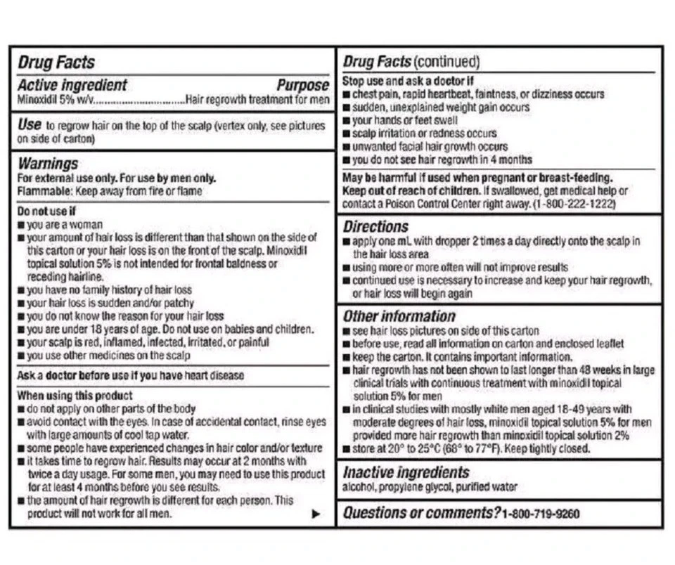 Kirkland Minoxidil 5% Extra Strength Men 6 Month Supply Hair Regrowth Solution - Image 2 of 3