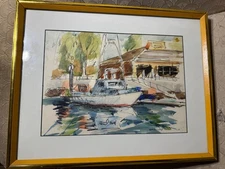 Larry Barclay "Dana Point" Ink And Watercolor Painting - Signed And Framed