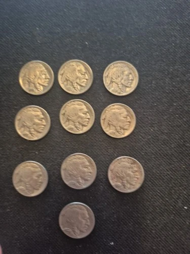 10 Nice Vintage 1930 Buffalo Nickel Coin Collection