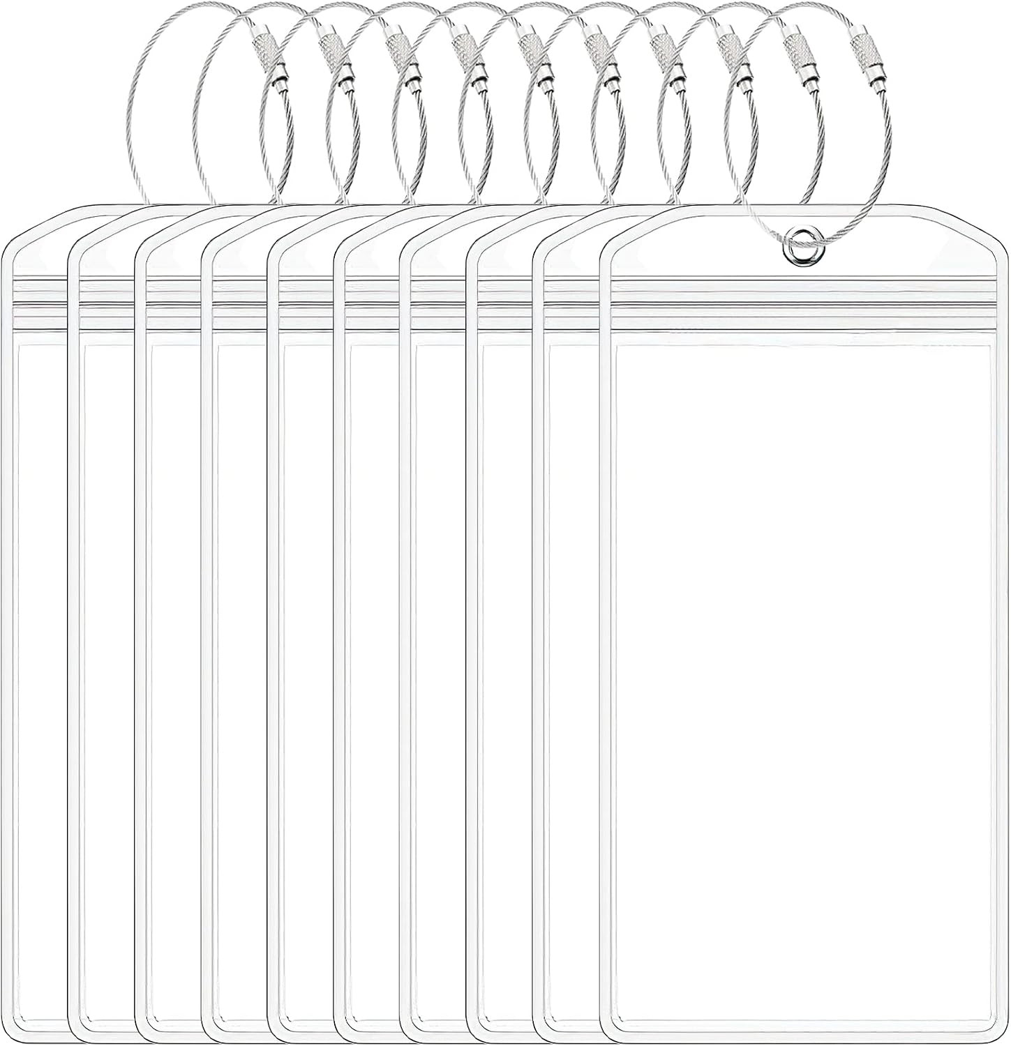 10 Pcs Cruise Luggage Tag Holders with Zip Seal & Steel Loops, Cruise Essentials