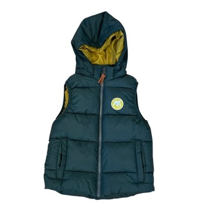 H&M Dark Green Puffer Vest W/ Detachable Hood Boys Size 6X/7