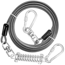 Dog Tie Out Cable, 10/15/20/30/40/50/70/100/150FT Runner Cable with Swivel Ho...