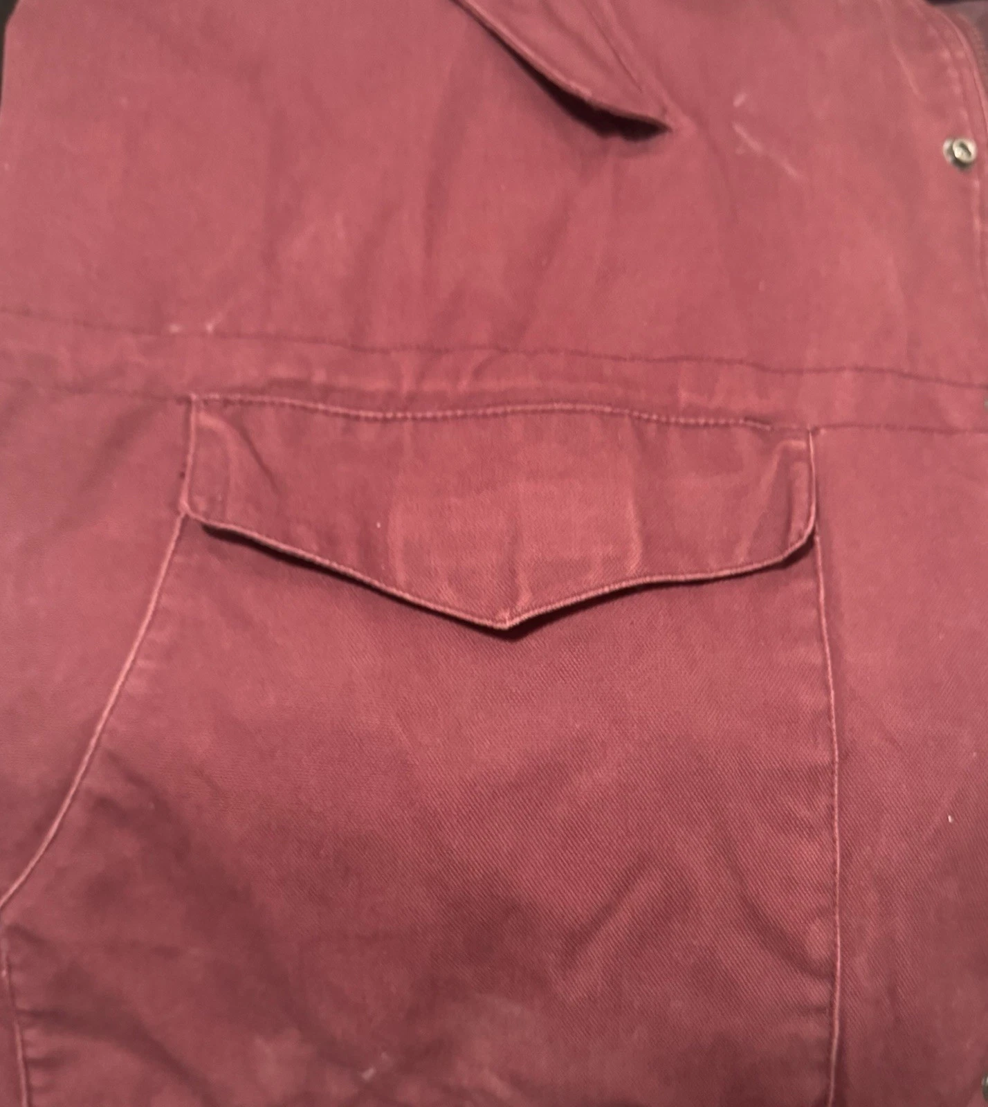 Powder River Outfitters Men's Burgundy Canvas Lined Jacket Snap/Zip Pockets M image 5