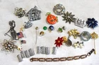 Vintage Lot of costume jewelry earrings, brooches, pins, bracelets