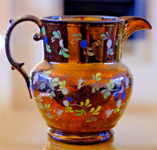 Antique Victorian Copper Lustre Jugs x 3