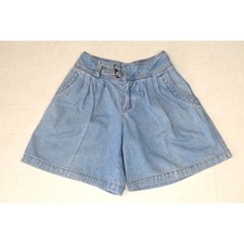 Vintage Jean Shorts Liz Wear Size 8 90s Blue Denim Buckle Waist Wide Leg