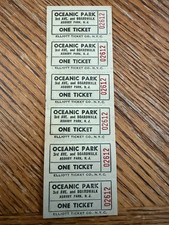 Oceanic Park Asbury Park NJ Boardwalk Amusement Ride Ticket Strip Elliott Co NYC