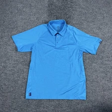 AFTCO Polo Shirt Mens Medium Blue Performance Fishing Vented Mesh Stretch Raglan