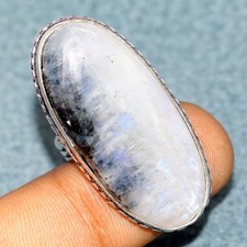 925 Silver Plated Rainbow Moonstone Ring US 7.5 Trending Now Jewelry Trendy GW